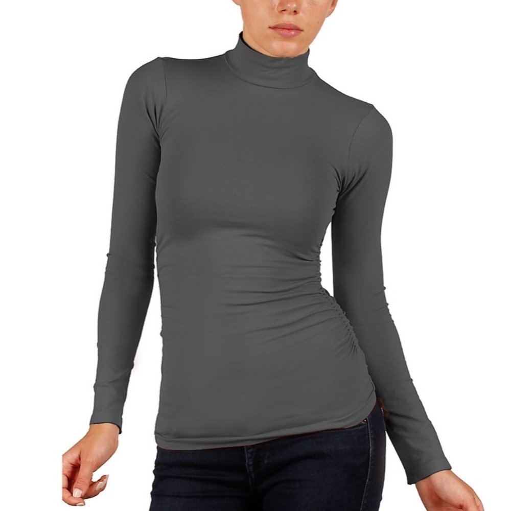 Last Tango Long Sleeve Seamless Mock Neck Top Steel Grey